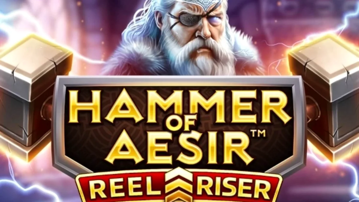 Tampilan visual slot Hammer of Aesir dengan tema mitologi Nordik